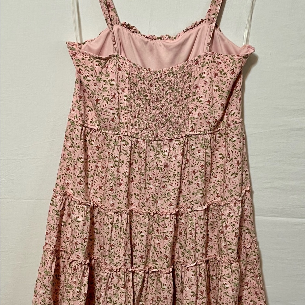 Trixxi Pink Floral Flirty Tiered Mini Dress - Picture 7 of 13